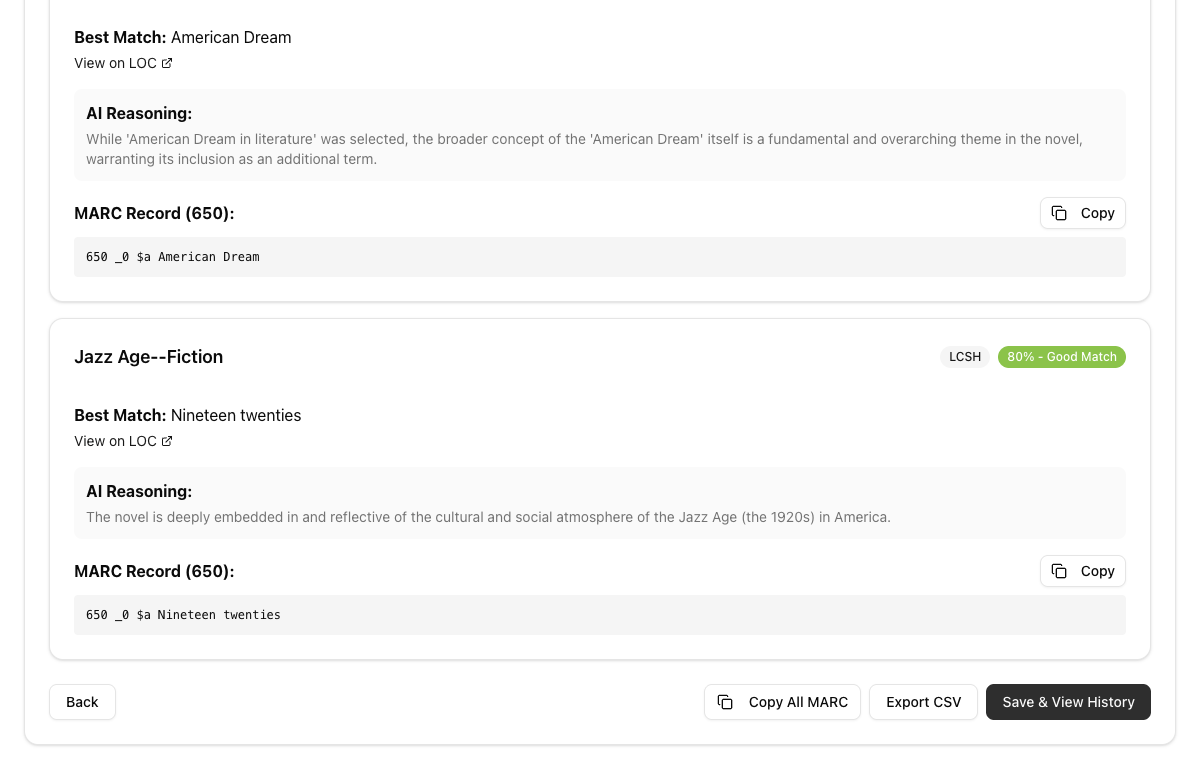 Export buttons